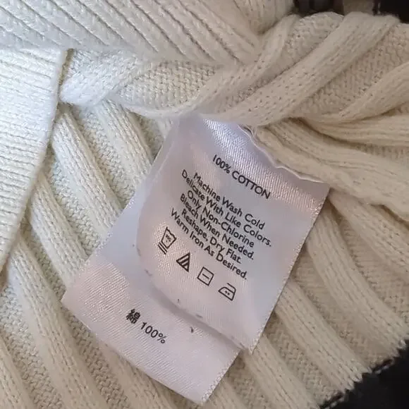 Eddie Bauer full zip 100% Cotton Women's Ribbed Sweater Size Medium - Picture 3 of 7